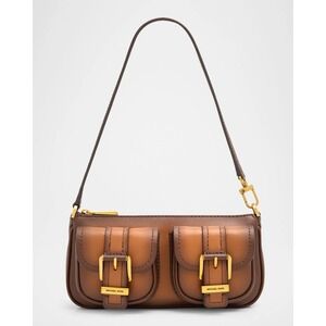 Michael Kors Zoe Small Burnished Leather Pochette Shoulder Bag purse